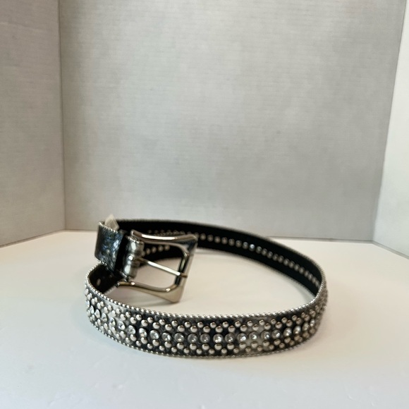 Rhinestones and studs embellished snake skin look belt 37” EC like new - Picture 2 of 10